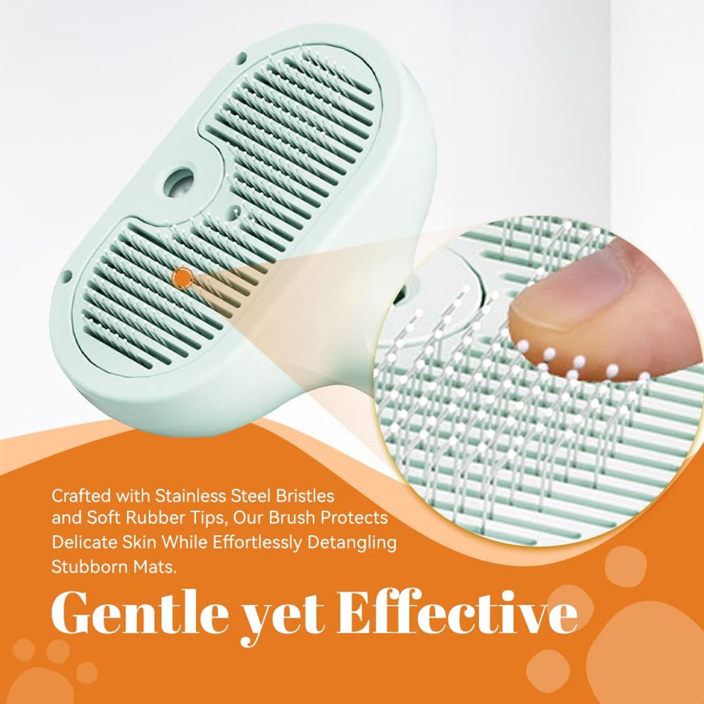 3-in-1 Pet Steam Spray Grooming Brush - White
