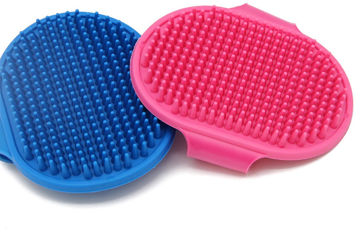 Pet Hair Removal Grooming Gloves - Blue & Pink
