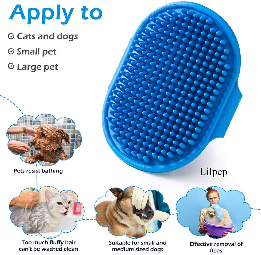 Pet Hair Removal Grooming Gloves - Blue & Pink
