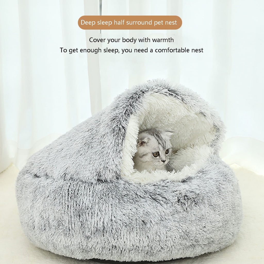 Hooded Calming Dog & Cat Cave Bed 20" - Hazel