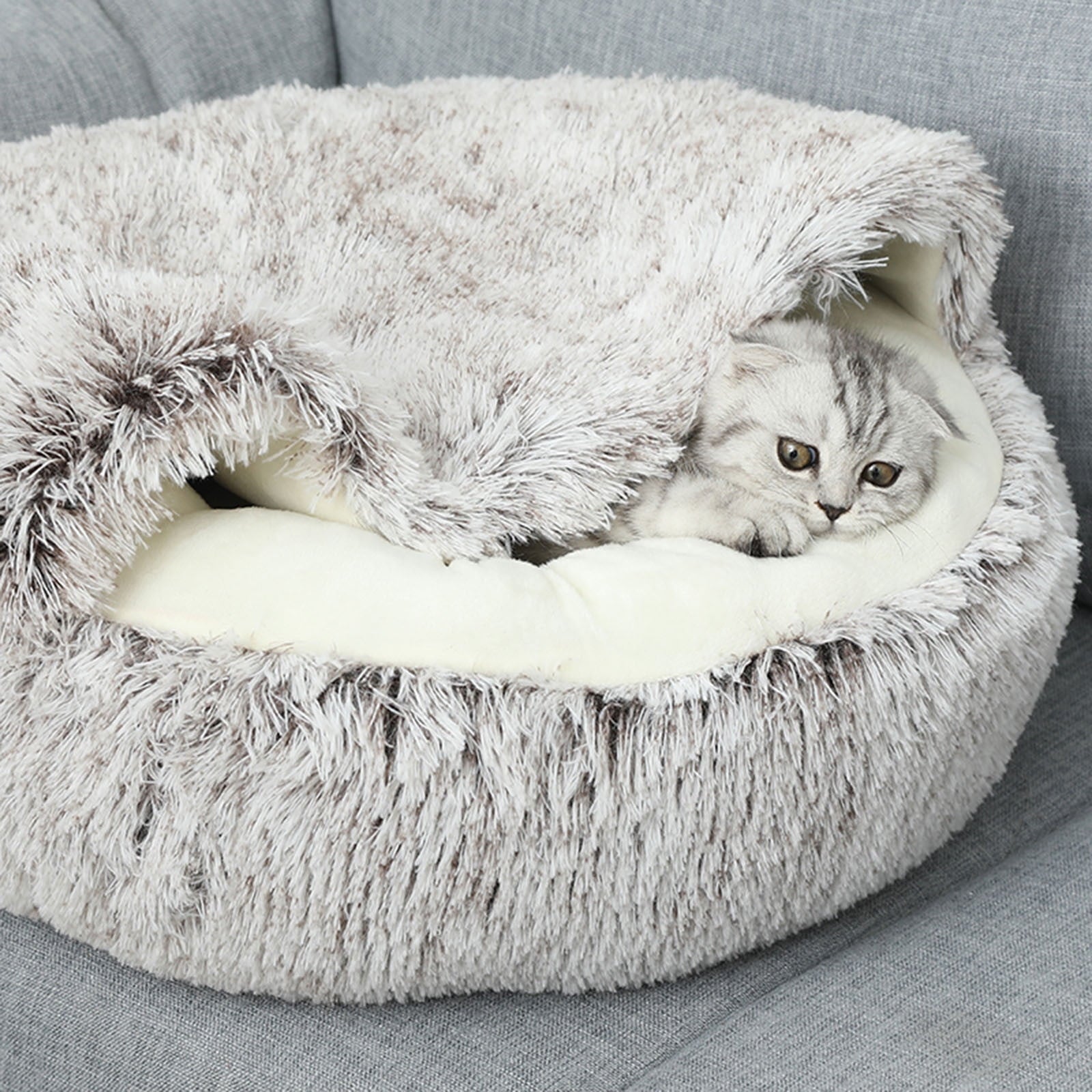 Hooded Calming Dog & Cat Cave Bed 20" - Hazel
