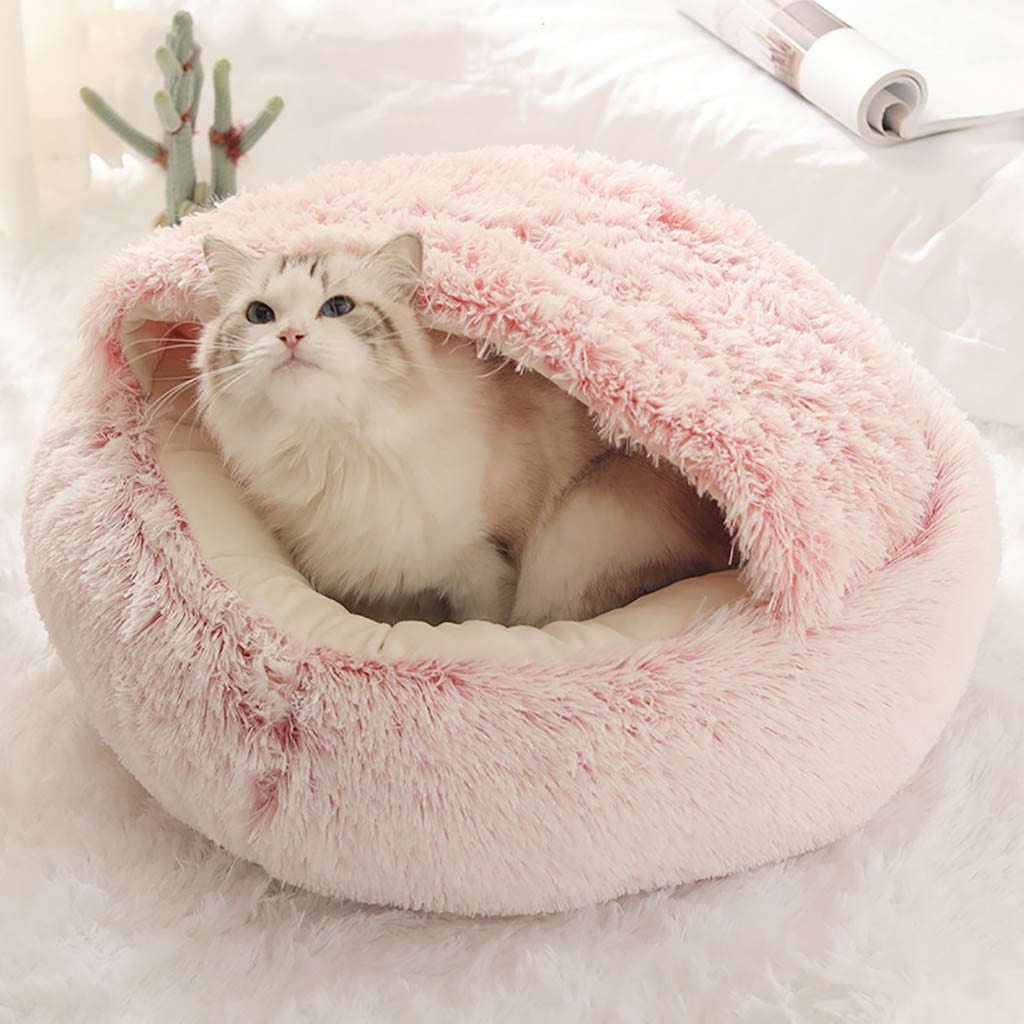 Hooded Cat Cave Bed 16" - Pink