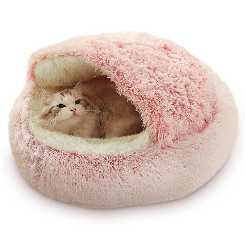 Hooded Round Cat Bed Cave – 40cm Purple