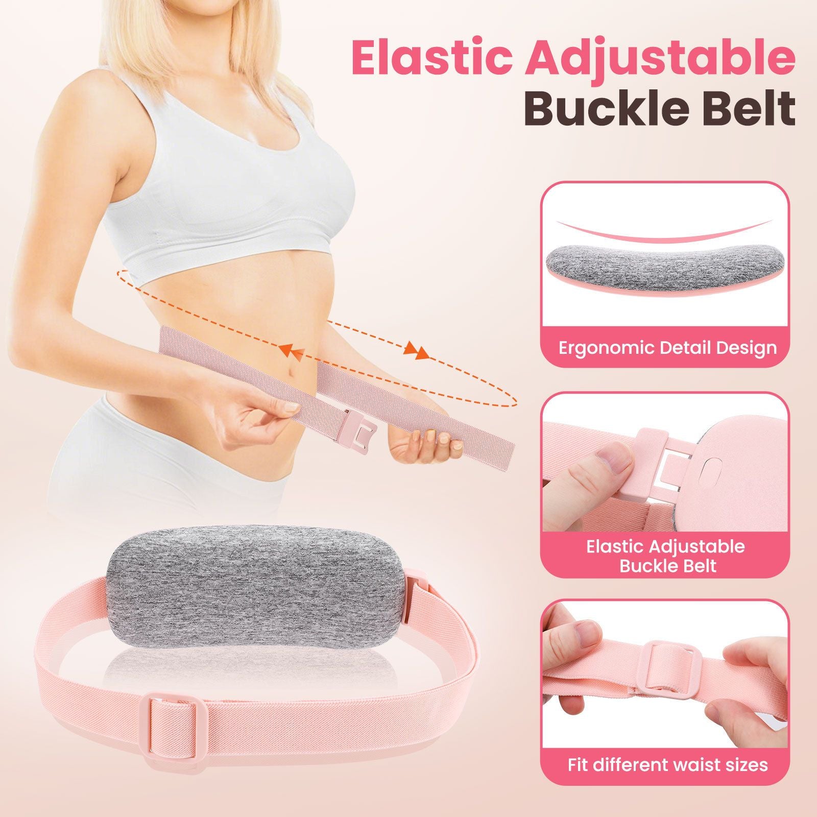Cordless Women Period Heating Pad for Back & Belly Pain - Pink