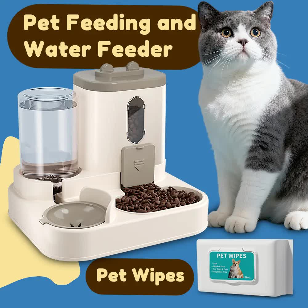 2-in-1 Automatic Pet Feeder & Water Dispenser – Large Capacity Feeding Station for Cats & Dogs