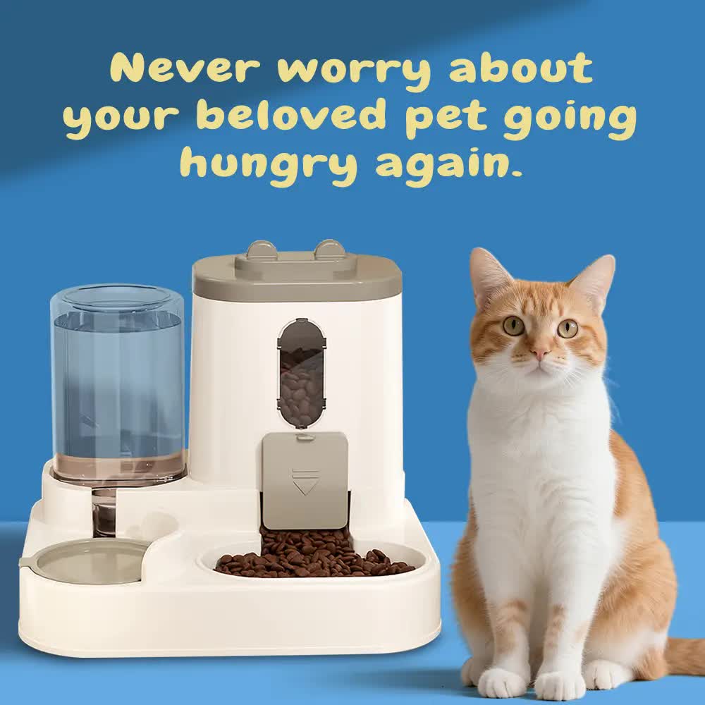 2-in-1 Automatic Pet Feeder & Water Dispenser – Large Capacity Feeding Station for Cats & Dogs