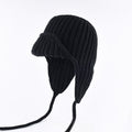 Women's Plain Aviator Hat with Earflaps – Black