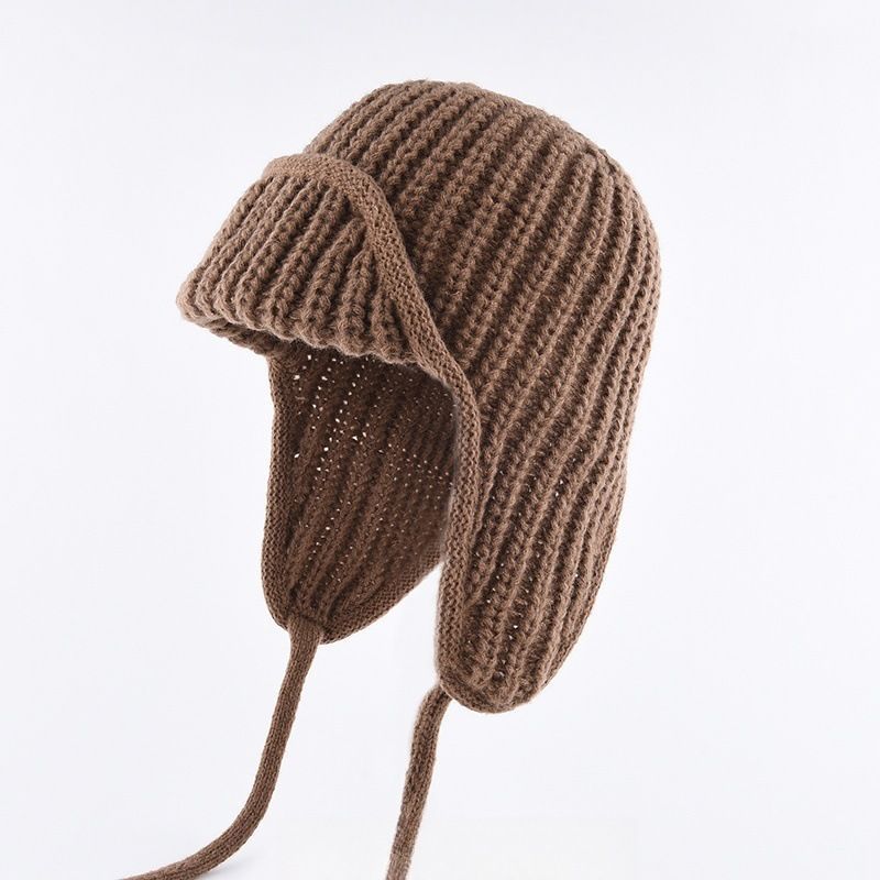 Women's Plain Aviator Hat with Earflaps – Coffee Brown