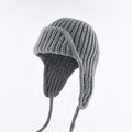 Women's Plain Aviator Hat with Earflaps – Gray