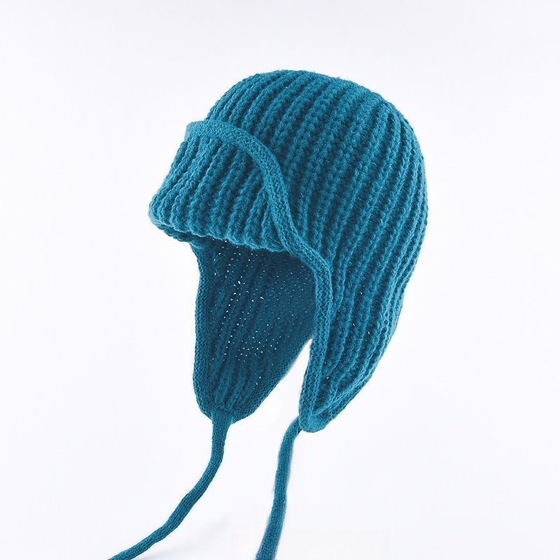 Women's Plain Aviator Hat with Earflaps – Lake Blue