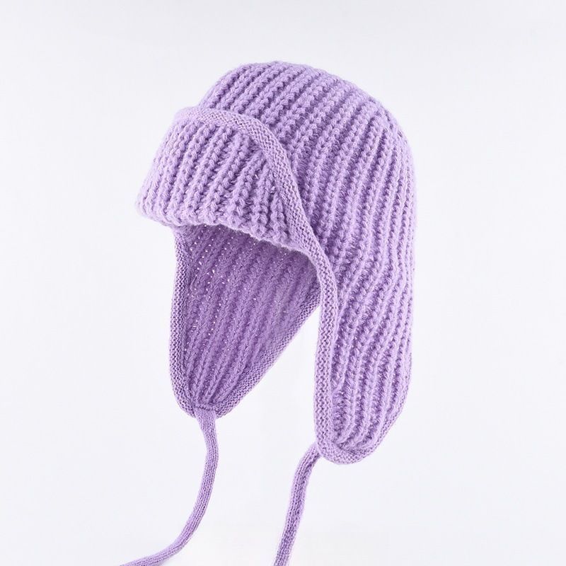 Women's Plain Aviator Hat with Earflaps – Purple