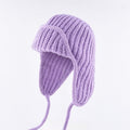 Women's Plain Aviator Hat with Earflaps – Purple