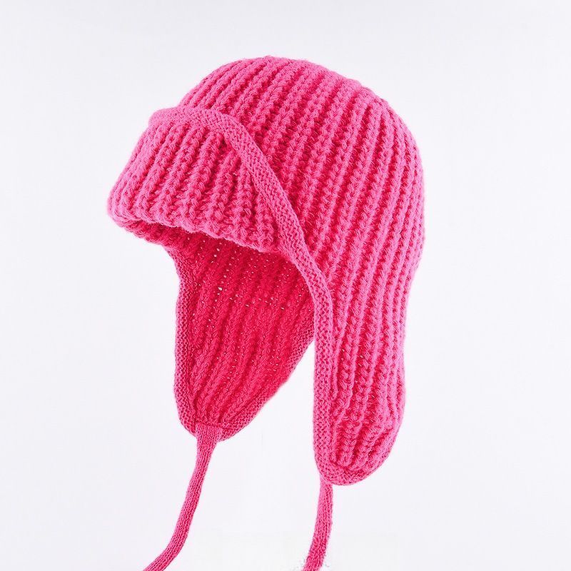 Women's Plain Aviator Hat with Earflaps – Rose Red