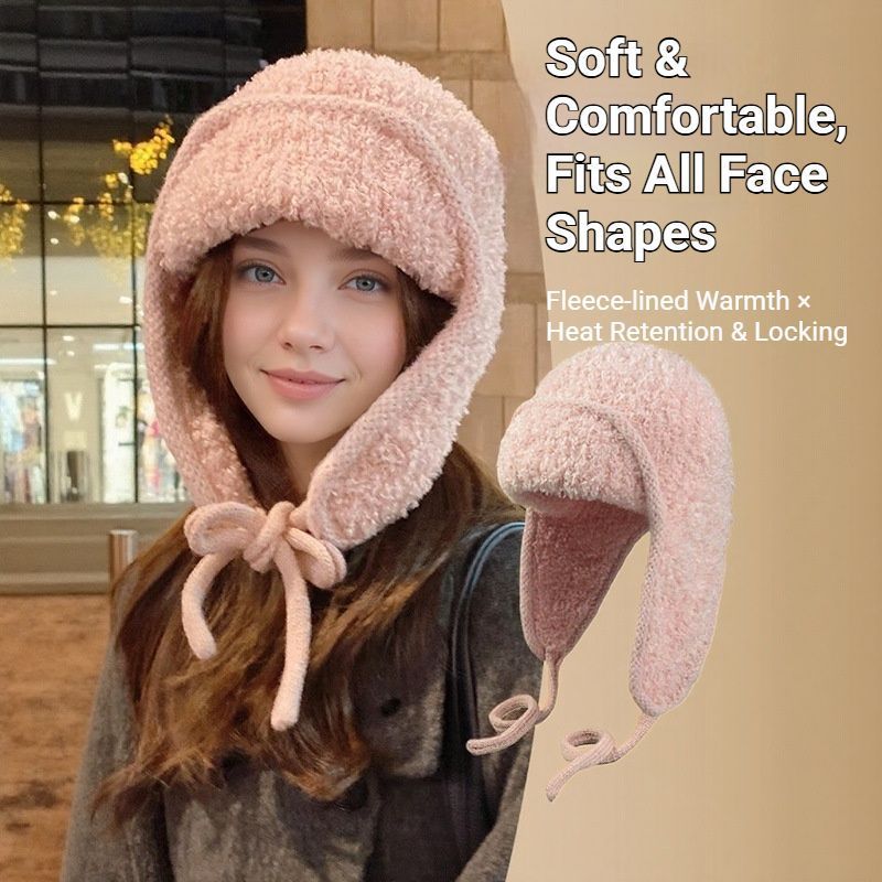 Women's Plain Aviator Hat with Earflaps – Rose Red
