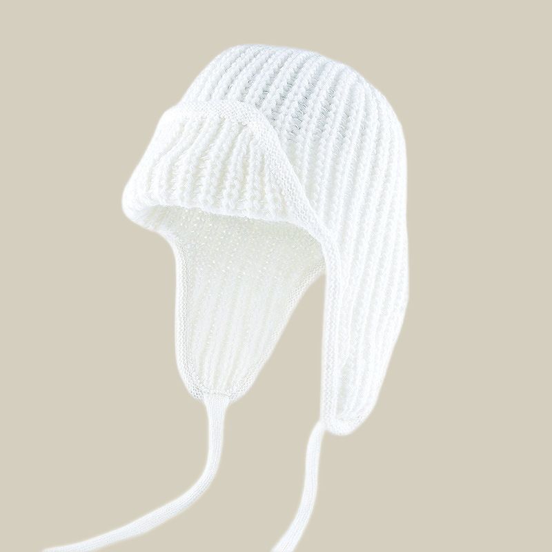 Women's Plain Aviator Hat with Earflaps – White