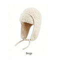 Women's Sherpa Aviator Beanie with Earflaps – Beige