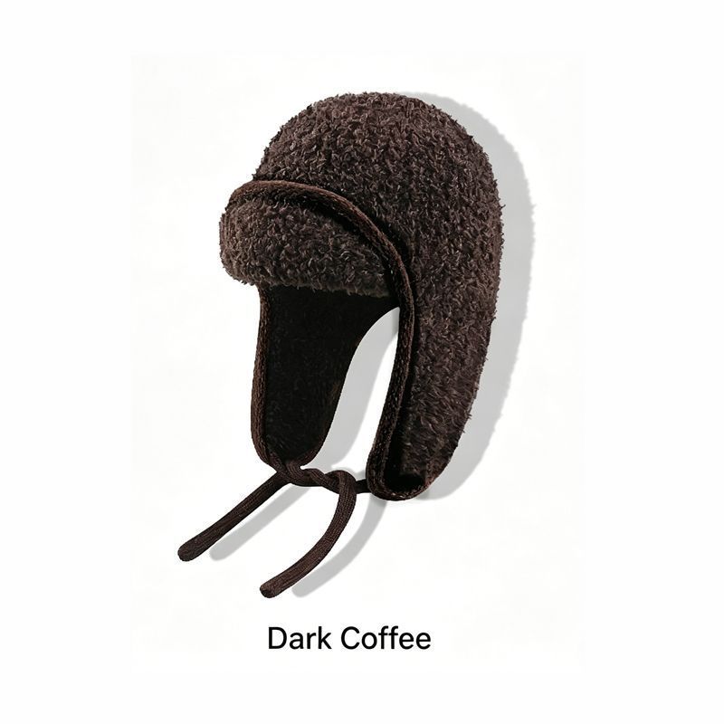 Women's Sherpa Aviator Beanie with Earflaps – Dark Coffee