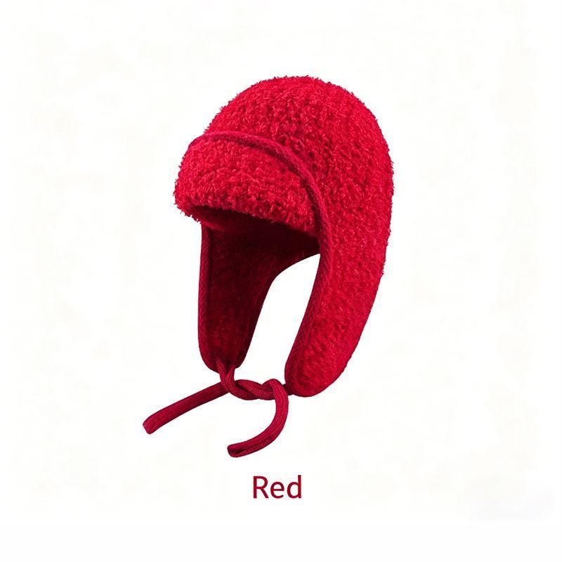 Women's Sherpa Aviator Beanie with Earflaps – Red