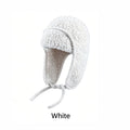 Women's Sherpa Aviator Beanie with Earflaps – White