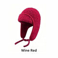Women's Sherpa Aviator Beanie with Earflaps – Wine Red