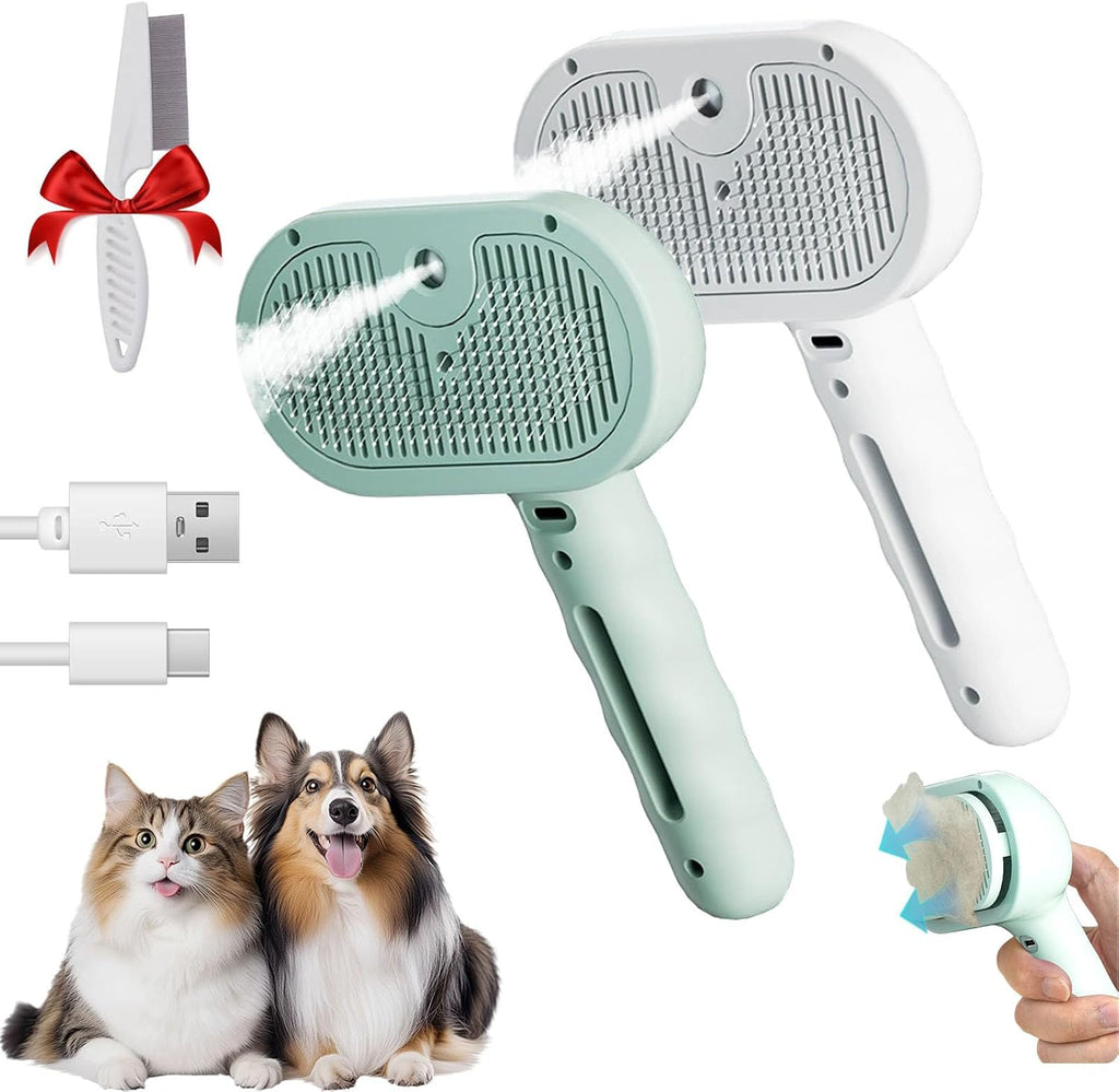 3-in-1 Water Steam Spray Grooming Comb - 2 Pack