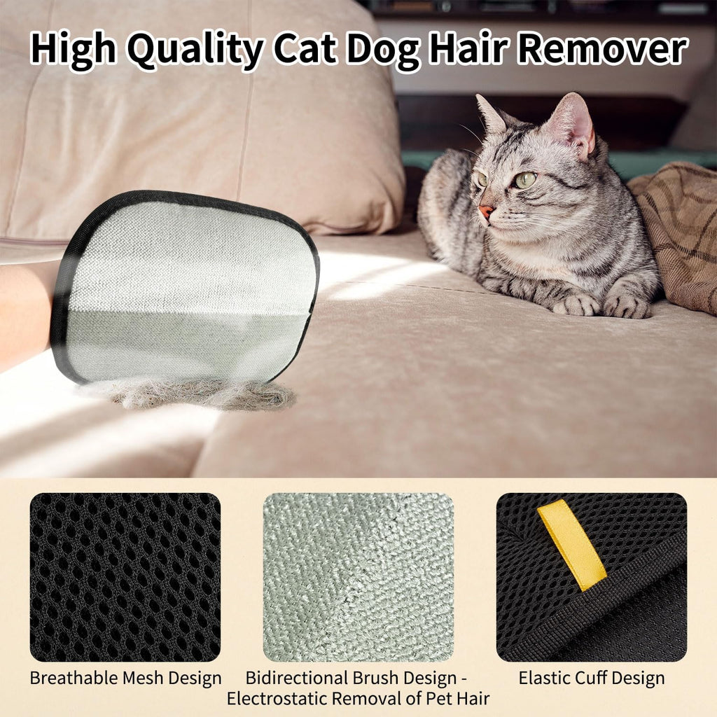 Double-Sided Electrostatic Pet Hair Remover Gloves - 2 Pack