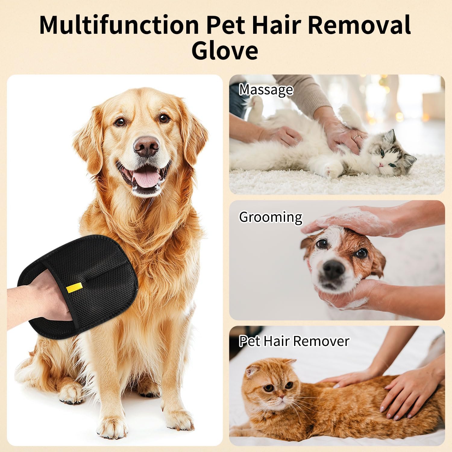 Double-Sided Electrostatic Pet Hair Remover Gloves - 2 Pack