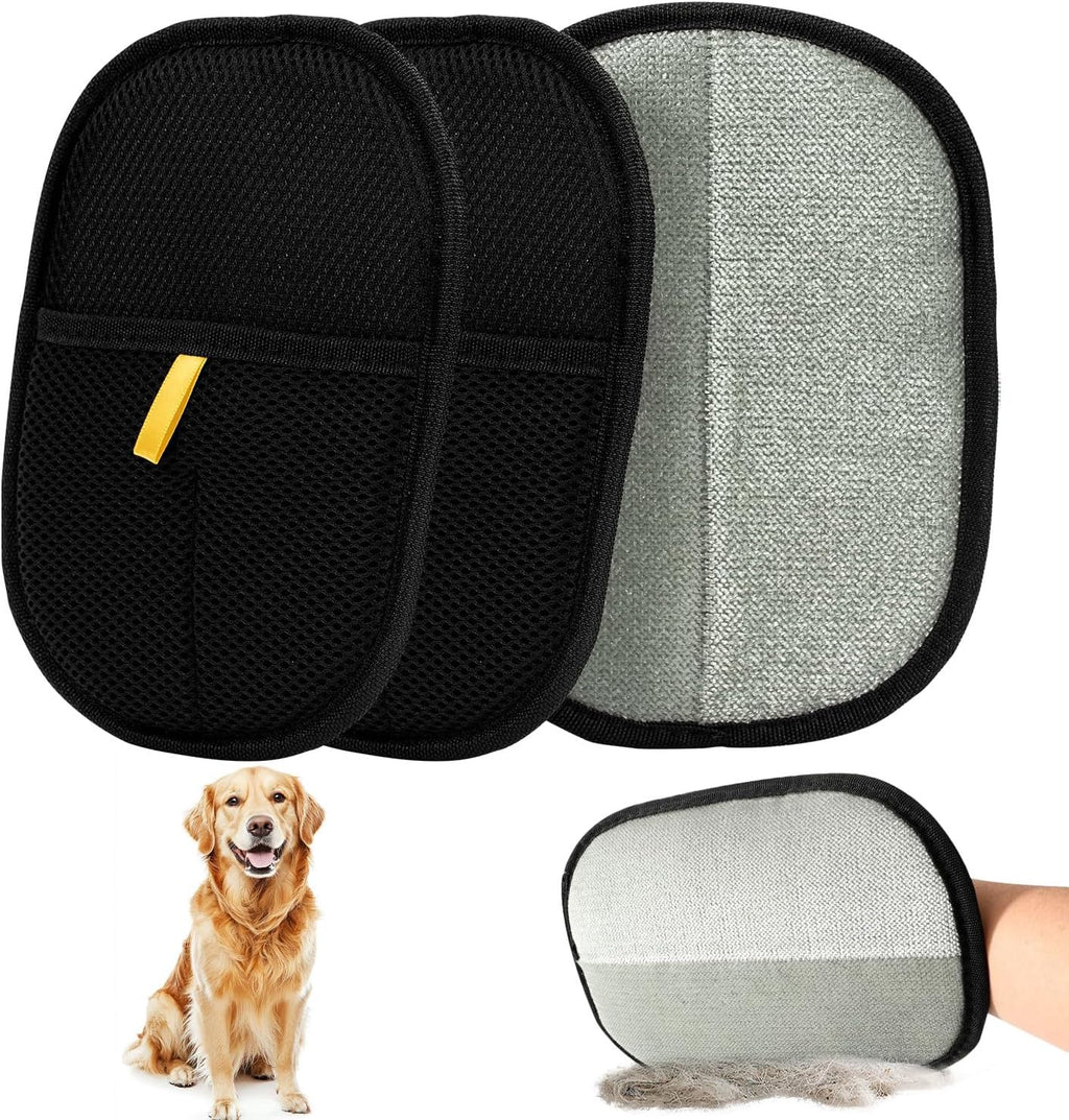Double-Sided Electrostatic Pet Hair Remover Gloves - 3 Pack