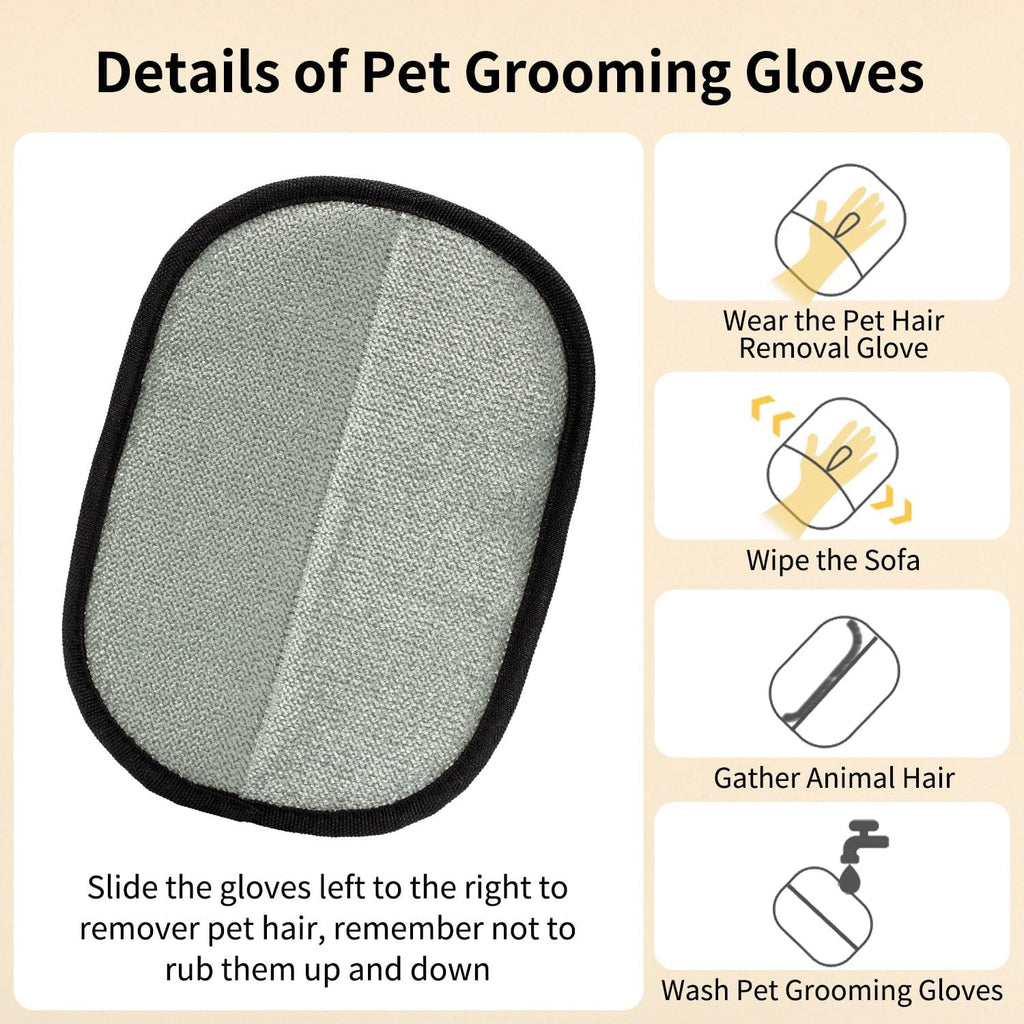 Double-Sided Electrostatic Pet Hair Remover Gloves - 3 Pack