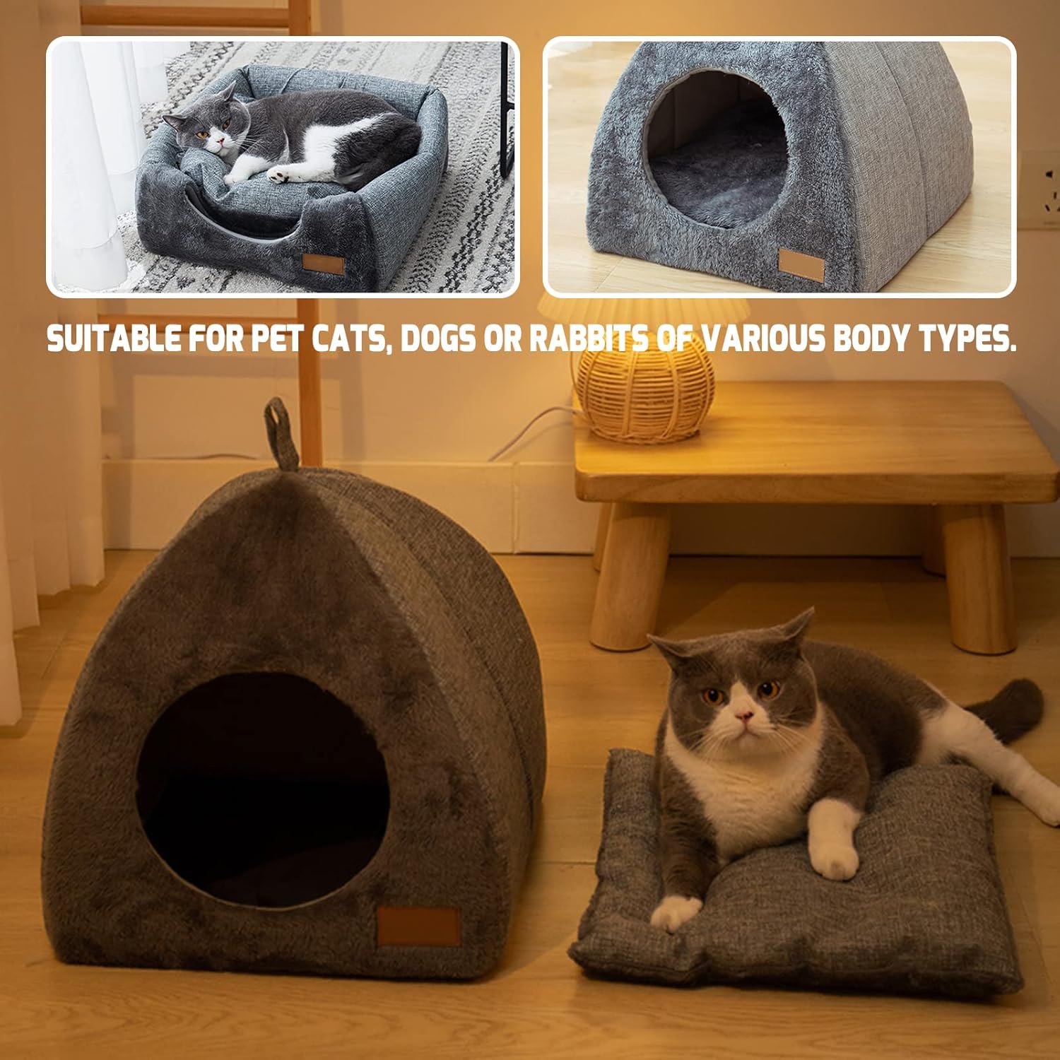 Cat Cave Igloo Bed with Removable Cushion