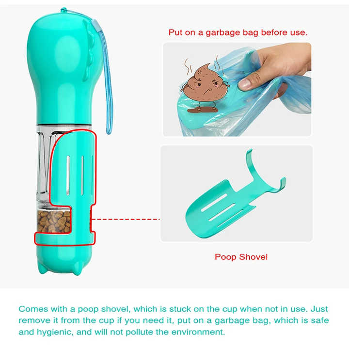 Portable Pet Water Bottle & Feeder 500ml - Pink