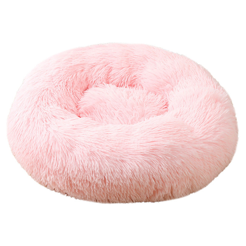 50cm Round Plush Pet Bed - Pink