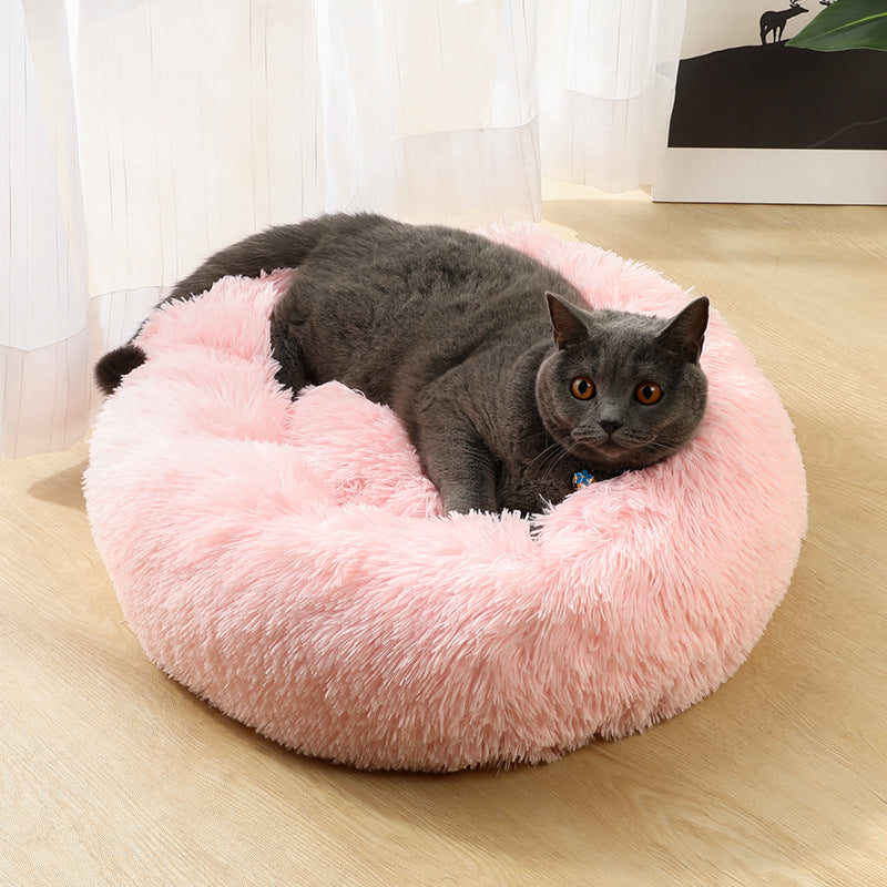 50cm Round Plush Pet Bed - Pink