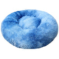 50cm Round Plush Pet Bed - Tie-dye Blue