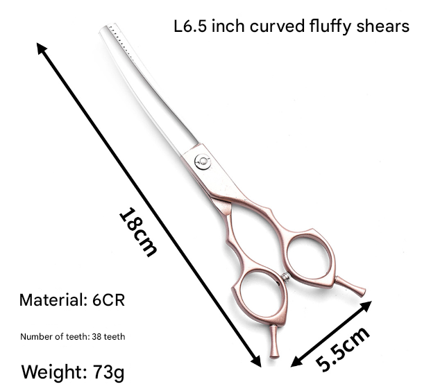 Professional Curved Pet Blending Shears 6.5" - Rose Gold