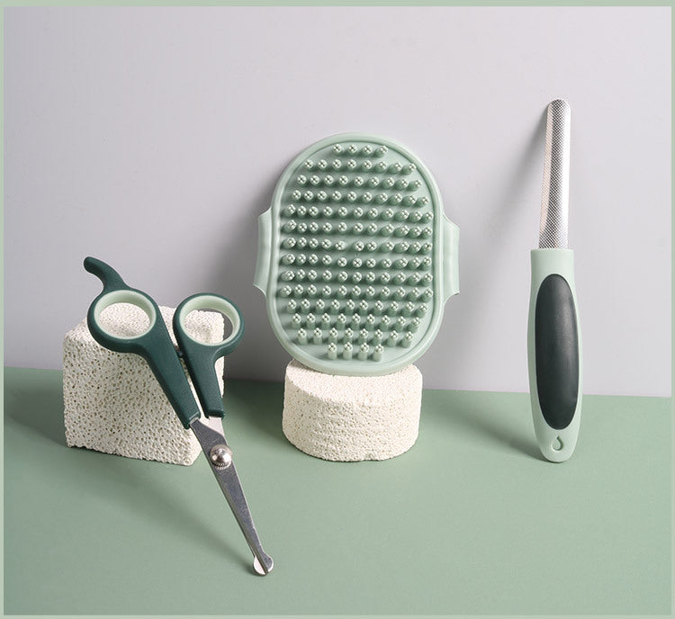 8-Piece Complete Pet Grooming Kit - Grey & Green
