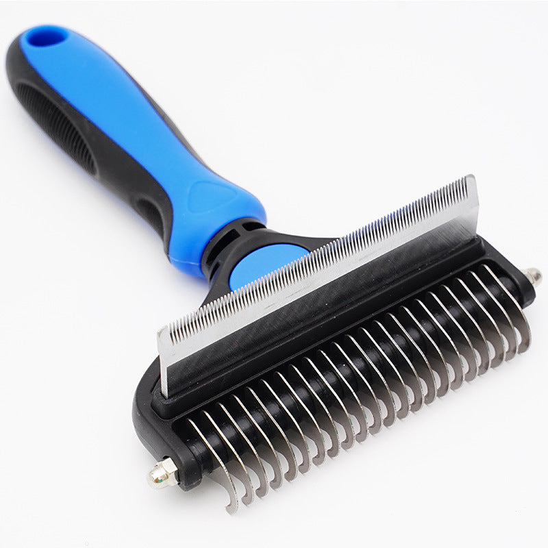 Dual-Sided Pet Grooming Comb - Blue