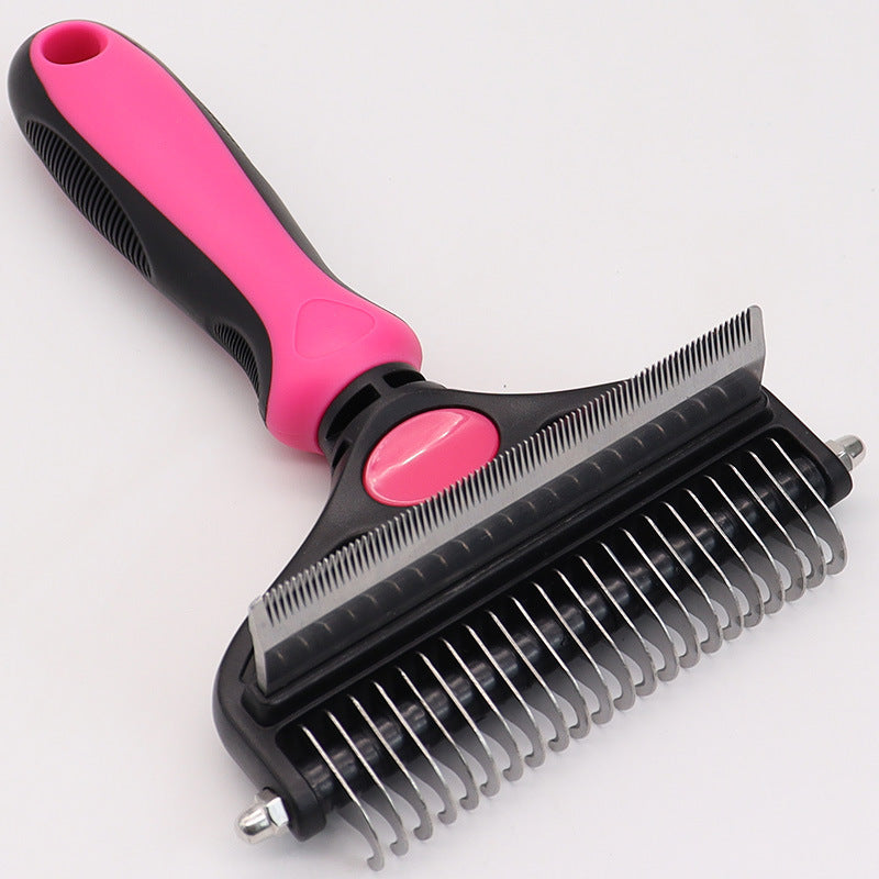 Dual-Sided Pet Grooming Comb - Pink