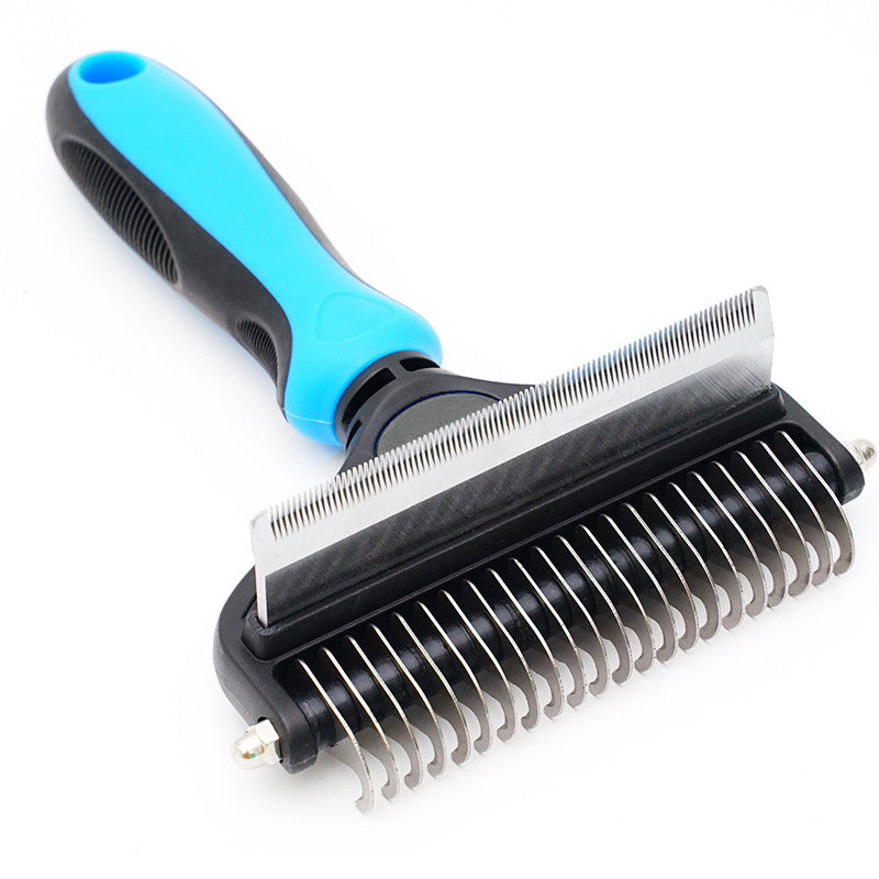 Dual-Sided Pet Grooming Comb - Sky Blue