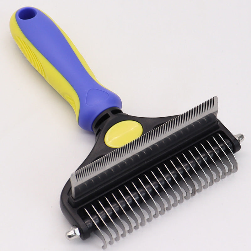 Dual-Sided Pet Grooming Comb - Sapphire Blue