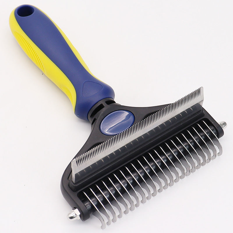 Dual-Sided Pet Grooming Comb - Dark Blue