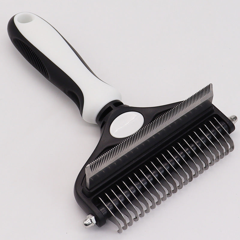 Dual-Sided Pet Grooming Comb - White