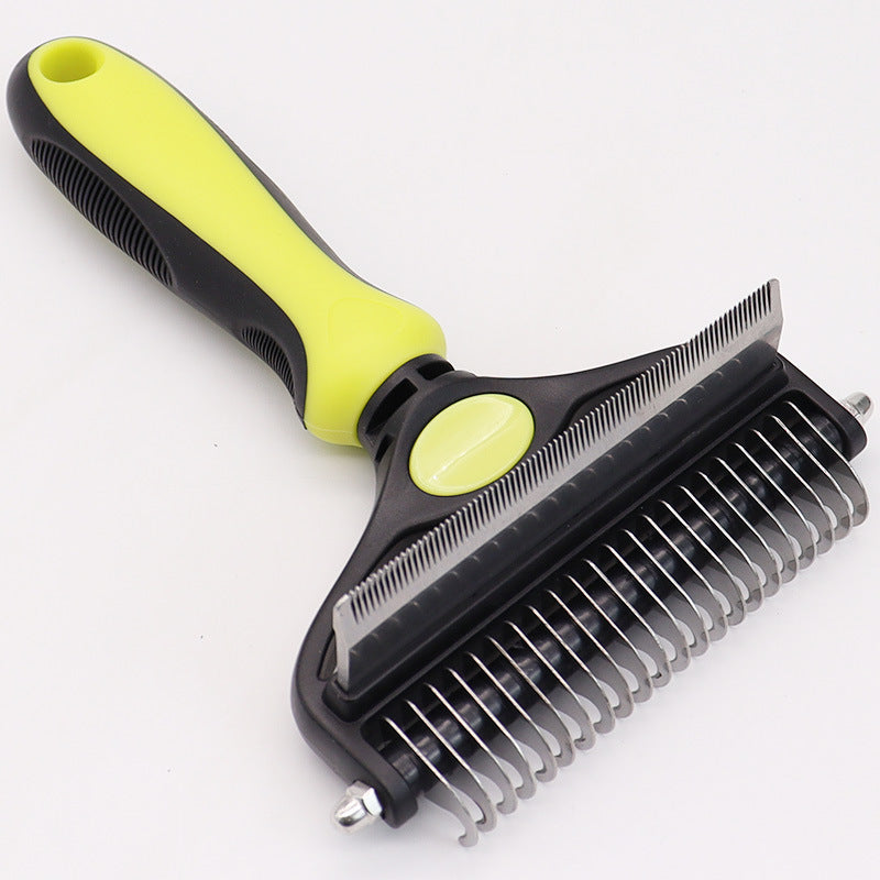 Dual-Sided Pet Grooming Comb - Fluorescent Yellow