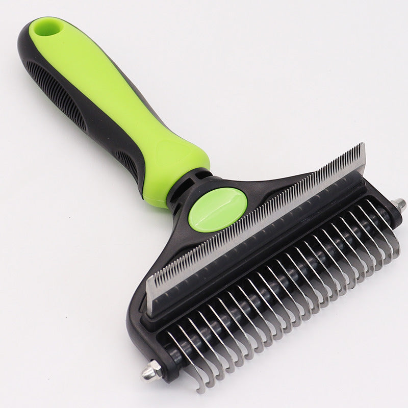 Dual-Sided Pet Grooming Comb - Green