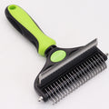 Dual-Sided Pet Grooming Comb - Green