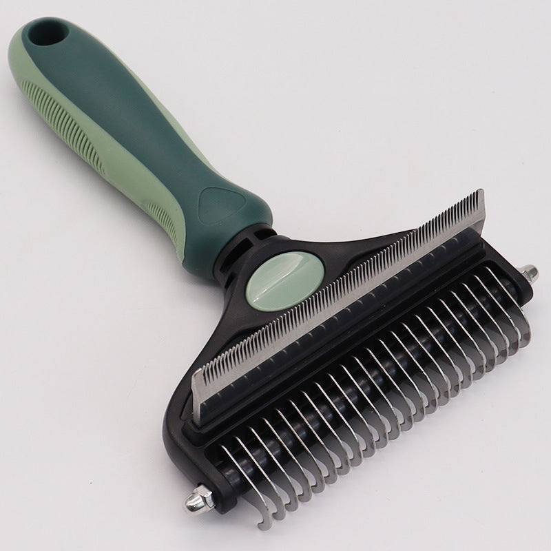Dual-Sided Pet Grooming Comb - Peacock Green