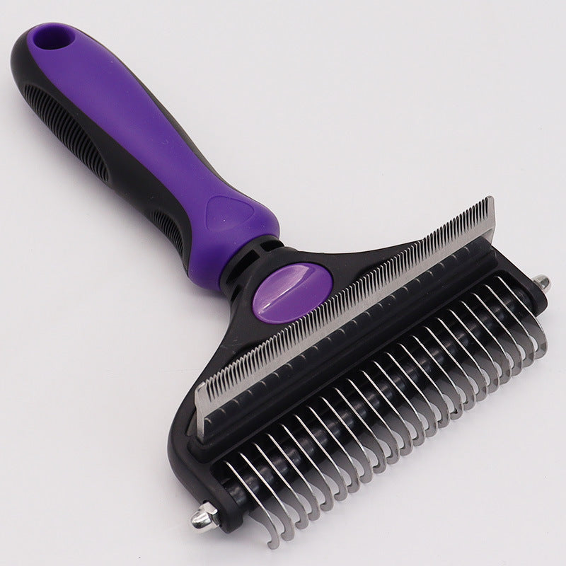 Dual-Sided Pet Grooming Comb - Purple