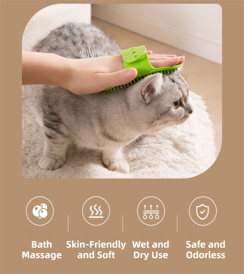 Silicone Pet Grooming Massage Brush 3-Pack - Yellow