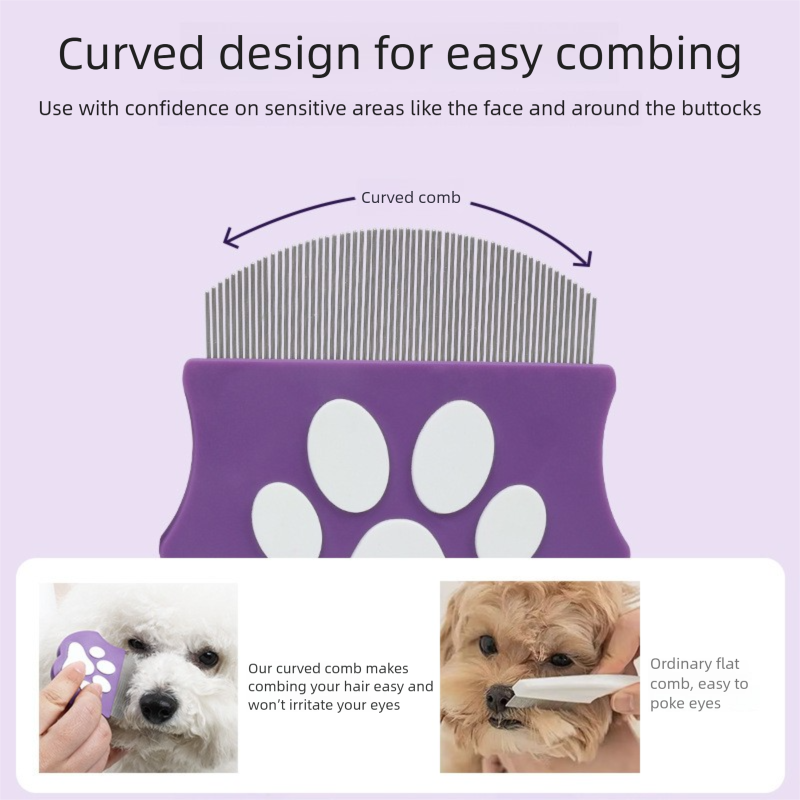 Fine-Tooth Flea Comb with Non-Slip Grip - Purple