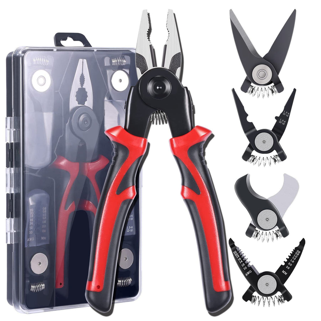 5-in-1 Interchangeable Plier Tool Set - Black & Red
